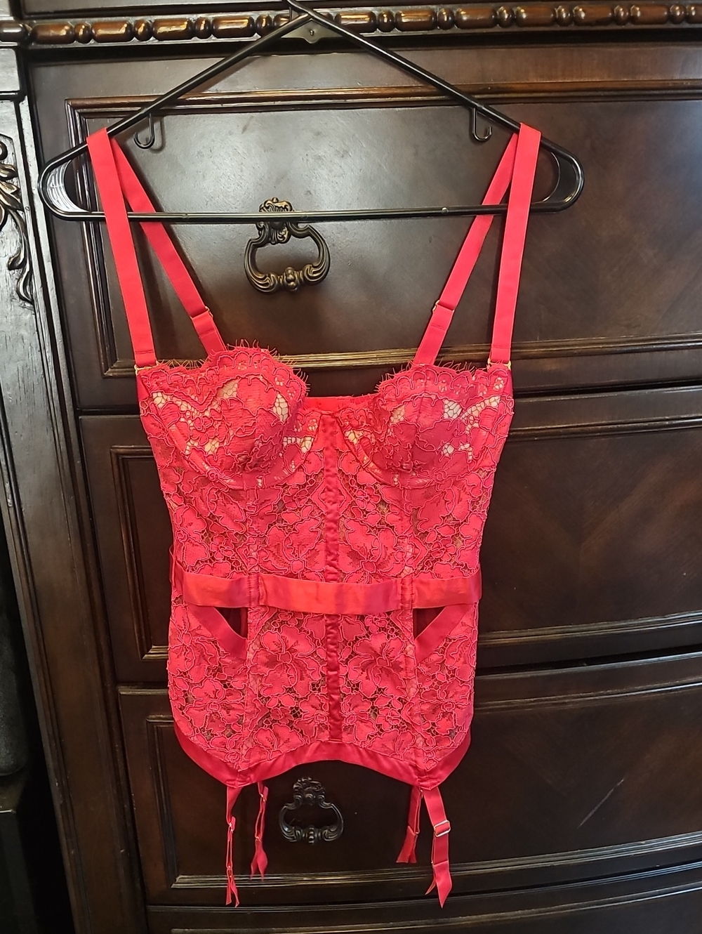 Victoria's Secret Red Lace Bustier with Garters